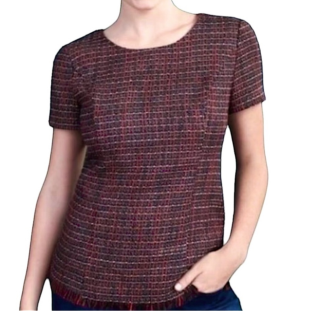 41 Hawthorn: Karis Tweed Short Sleeve Top -Size XL